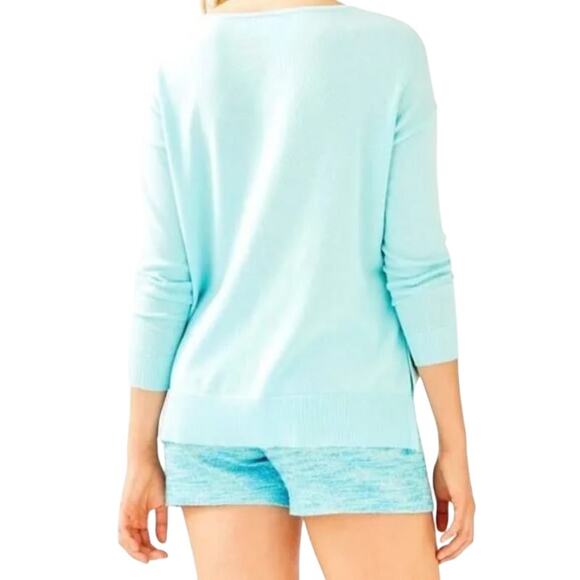 Lilly Pulitzer Whisper Blue Caralynn Sequin Pineapple Sweater - Picture 2 of 12
